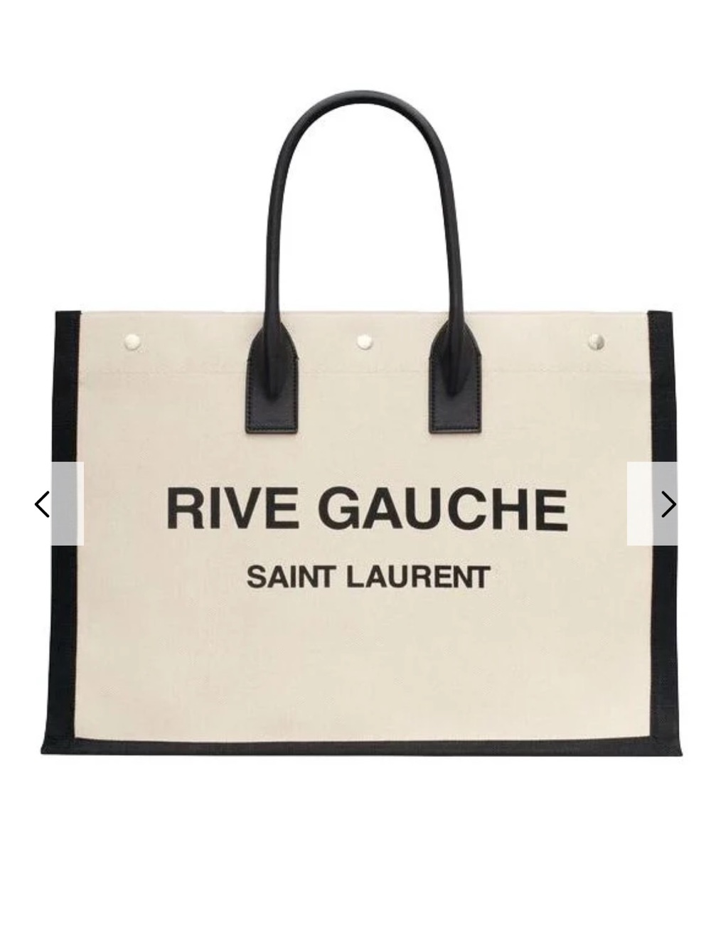 Women's Saint Laurent Rive Gauche Canvas Tote Bag in Cream and Black made Italy